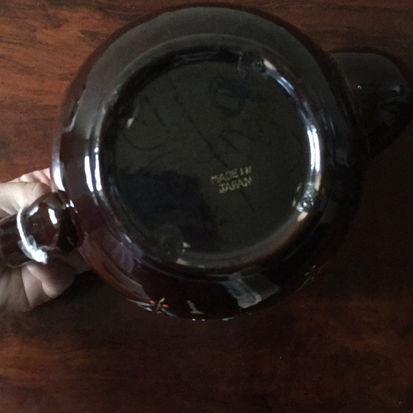 Teapot brown handpainted Flower design from Japan - Picture 7 of 8